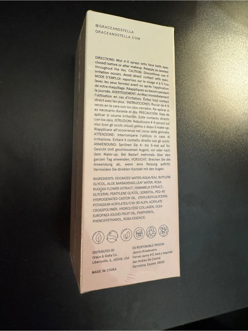 NIB grace & stella Rose Spray Hydrating Facial Spray